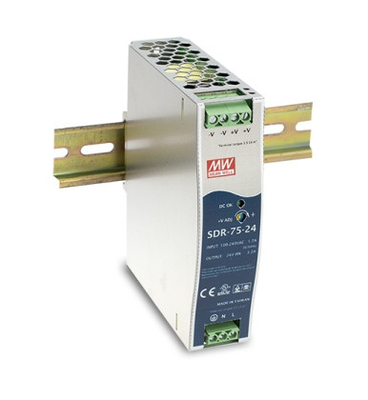 SDR-75-24 Meanwell Din Rail مزود الطاقة 12 فولت 24 فولت 48 فولت 85٪ -89٪
