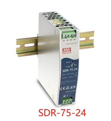 SDR-75-24 Meanwell Din Rail مزود الطاقة 12 فولت 24 فولت 48 فولت 85٪ -89٪