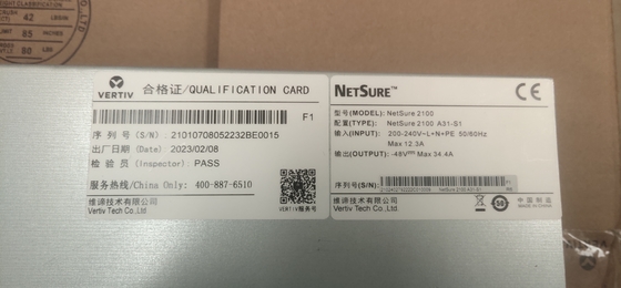 Emerson Vertiv NetSure 2100 A31-S3 48V 60A نظام الطاقة المباشر منتج الطاقة للاتصالات
