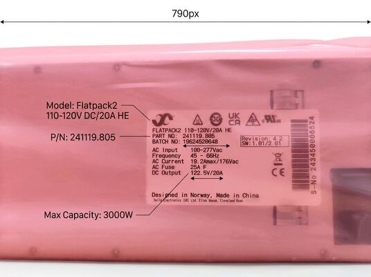 Eltek Flatpack2 110Vdc 125Vdc 3000W وحدة المعدل عالية الكفاءة 1U ارتفاع P / N: 241119.805