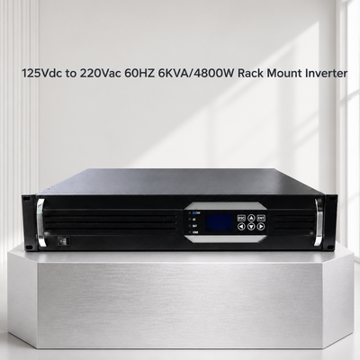 عاكس رف 19 بوصة 2U 6KVA 4800W موجة الجانب الصافي 125VDC إلى 220VAC للتطبيقات خارج الشبكة